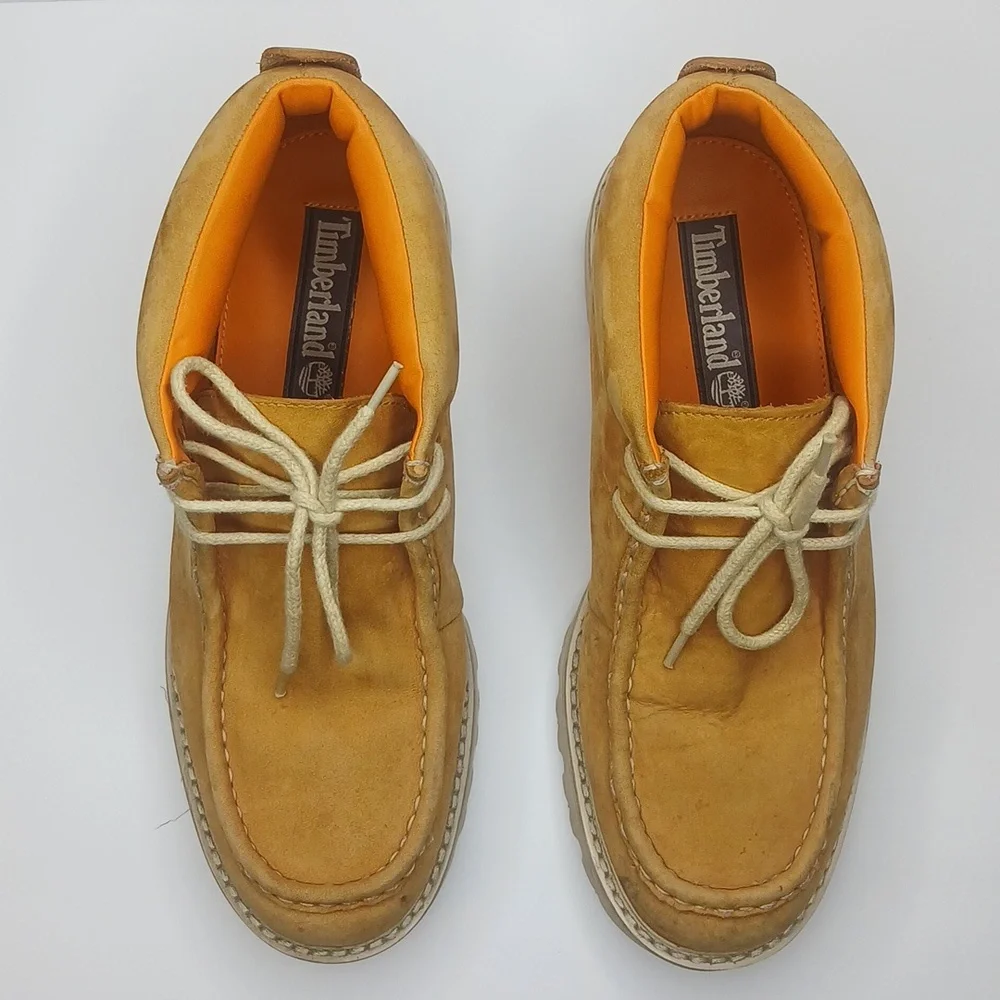 Timberland Moc Toe Boot Mens 10 Wheat 59018 Nubuck Leather Lug Sole Chukka